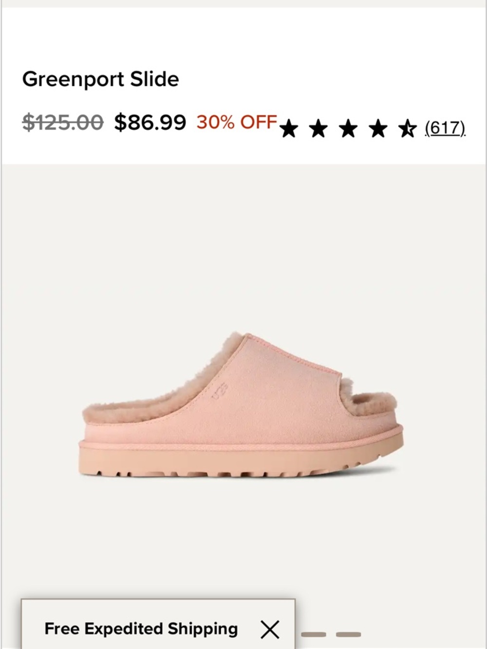 UGG Greenport Slide Shearling-Lined Slip-On - Pink